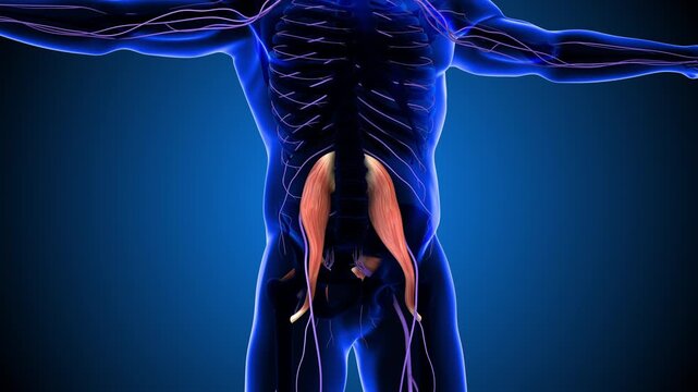 Human Anatomy Visualization Highlighting Psoas Muscles