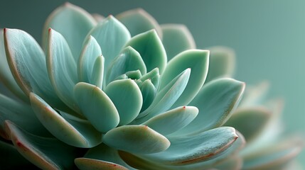 Fototapeta premium Detailed macro shot of a succulent plant, showcasing its layered green leaves