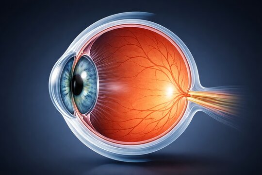 Human eye anatomy. For ophthalmology, healthcare education, and science. Cornea, iris, lens, retina