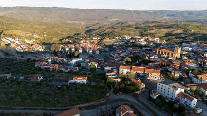 Fototapeta premium Aerial view of torre de moncorvo village landscape