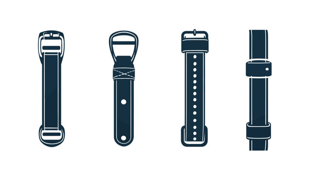 Four stylized illustrations of watch straps or similar accessories in varying designs