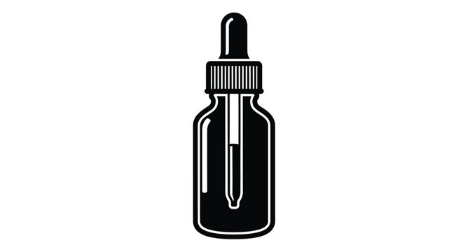 Simple black illustration of a dropper bottle modern silhouette