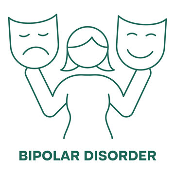 Psychology Disorder Outline Icon with Mood Change Symbol