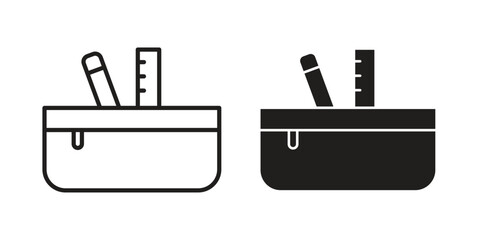 Obraz premium Pencil case icon set, logo vector eps10