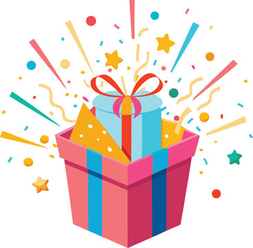 A Colorfully Kaotic Gift Box Bursting with Joy and Celebrations around ItAUaAc