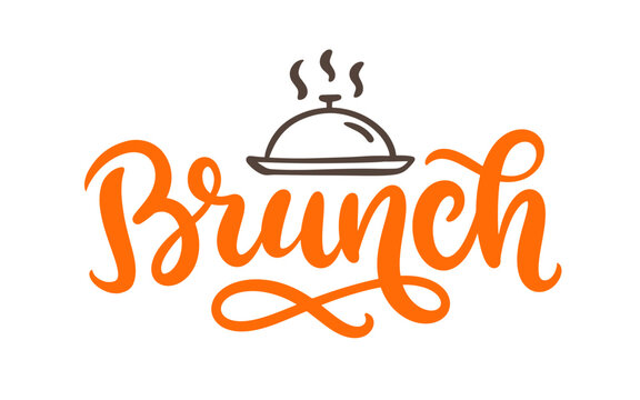 Brunch hand written lettering, cafe branding logo