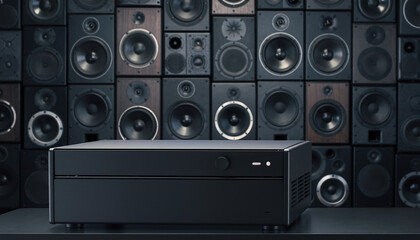 Wzmacniacz na tle ściany głośników