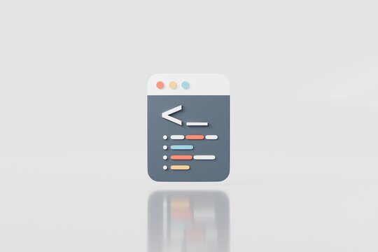 3d coding browser windows gear icon. web development concept. minimal cartoon code editor panels for developer dashboard. isolated on white transparent background. 3d render.