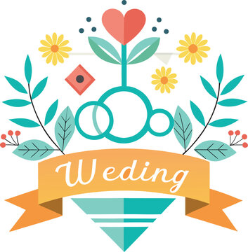 Cute wedding floral design in colorful palette keys