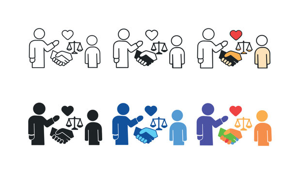 Character building teaching icon depicting a mentor or teacher presenting symbolic elements of ethics, respect, and values to a