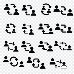 Fototapeta premium A collection of black silhouette icons depicting various forms of interaction between two people