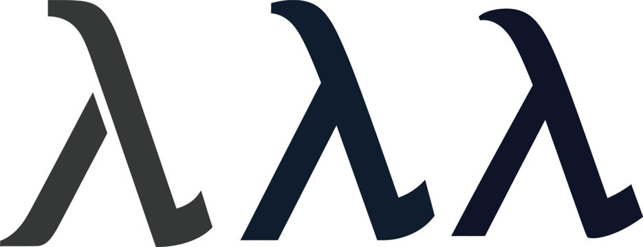 Three variations of the greek letter lambda displayed as a clean vector graphic design element