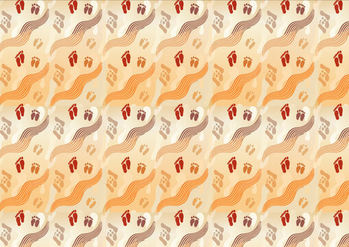 Patr&oacute;n sin costuras con formas onduladas y figuras abstractas en tonos c&aacute;lidos.
