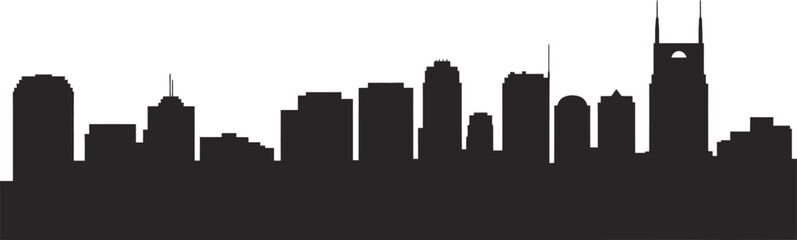 Obraz premium City skyline silhouette urban buildings panorama modern downtown architecture night cityscape vector illustration isolated on white background design