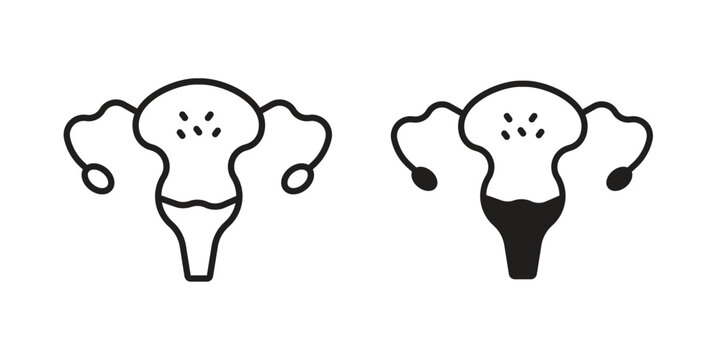 Pelvic inflammatory disease icon silhouette. Editable stroke. Line vector illustration design