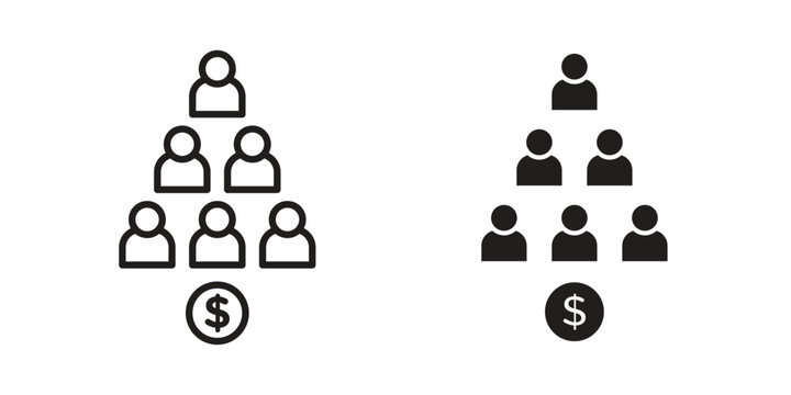 Ponzi scheme icon silhouette. Editable stroke. Line vector illustration design