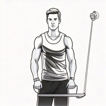 Man performing a cable lateral raise exercise for shoulder muscles.
