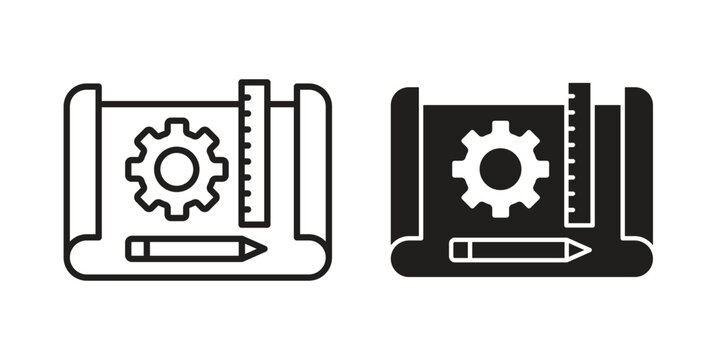 Prototyping icon silhouette. Editable stroke. Line vector illustration design