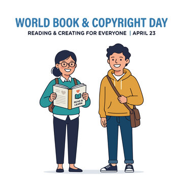 vector of 2 student celebrating "World Book and Copyright Day" 00