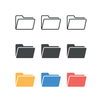 Corporate policy context represented by uniform folders arranged in a straight horizontal row, same tab shapes and folder