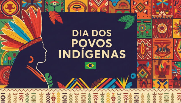 Dia dos Povos Ind&iacute;genas Banner Padr&otilde;es Cultura Arte Brasil
