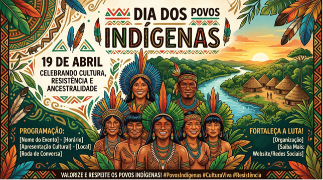 Dia dos Povos Ind&iacute;genas 19 de Abril Banner Cultura Resist&ecirc;ncia Ancestralidade
