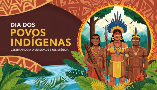 Dia dos Povos Ind&iacute;genas Banner Celebrando Diversidade Resist&ecirc;ncia Brasil
