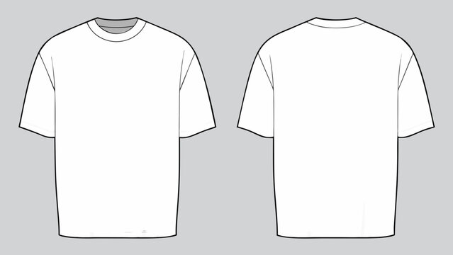 A minimalist vector illustration of a white t-shirt from the front and back