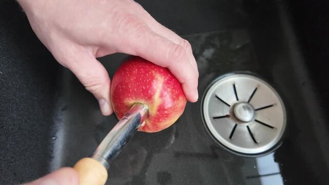 Preparing apple removing core kitchen process
