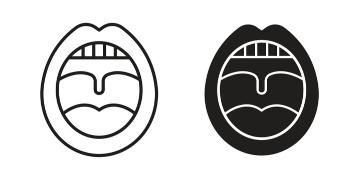 Tonsillitis icon silhouette. Editable stroke. Line vector illustration design