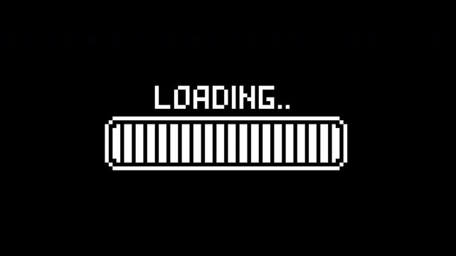 Pixel art loading bar with progress steps. Retro videogame interface element. Digital waiting indicator for computer software, web application or game development. alpha channel transparent background