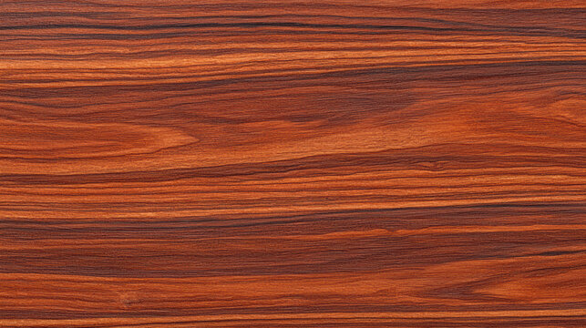 Close up of a polished piece of palisander wood displaying its rich reddish brown color and fine grain pattern creating a warm and natural looking texture.