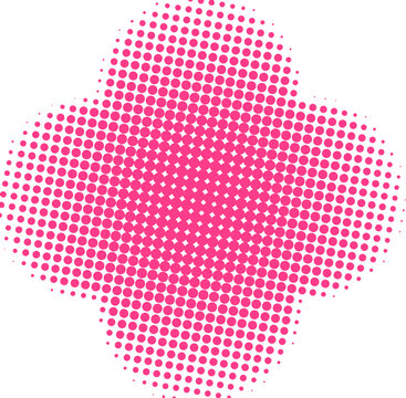 Pink Halftone Dot Pattern Cross Shape Illustration
