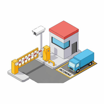 Truck Passing Through Security Gate.