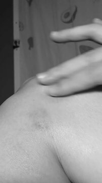 Massage Body on The Pain Point as Black and White Tone