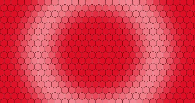 六角形のリング状に広がっていく赤いヘキサゴングリッドパターンビデオ	