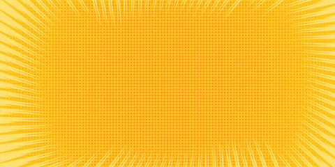 Anime comic book zoom background with sunburst frame and halftone dots. Vector manga speed lines and explosive pop art border for action scenes. Vector Illustration. © MdNurul
