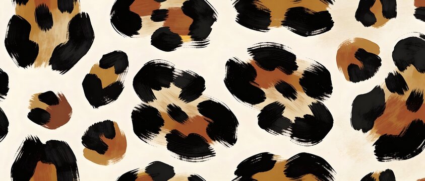 Abstract leopard print pattern with bold brush strokes and warm earthy tones