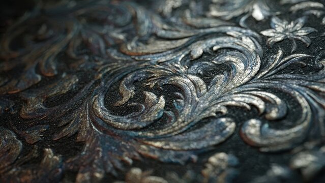 Vintage Ornate Metalwork Closeup