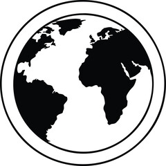 Black and white globe with continents earth africa © MD. IDRICH
