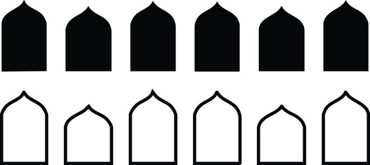 Black and white islamic arch shapes mosque dome window © MD. IDRICH