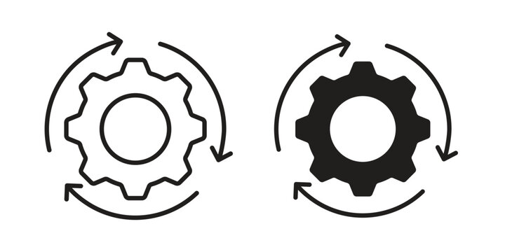 Processing icon clipart symbol isolated on white background. Flat and stroke designs.