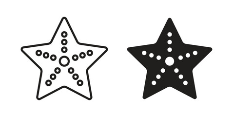 Sea star icon clipart symbol isolated on white background. Flat and stroke designs. © shamim