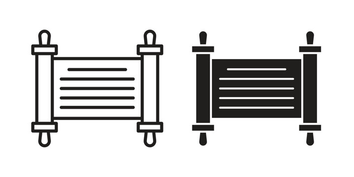 Scrolls icon clipart symbol isolated on white background. Flat and stroke designs.