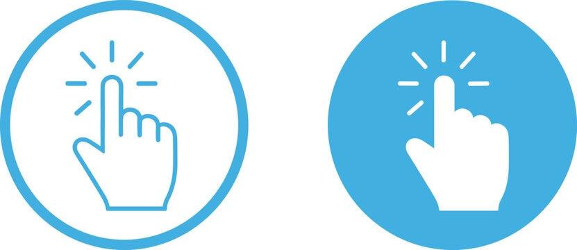 Click Hand Gesture Icon Set for Web, App, and User Interface Interaction Graphics