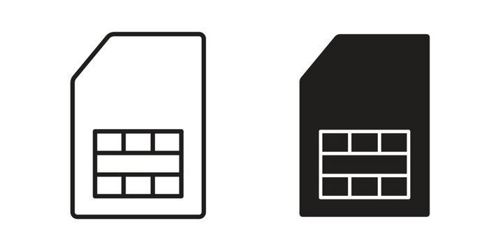 Sim icon clipart symbol isolated on white background. Flat and stroke designs.