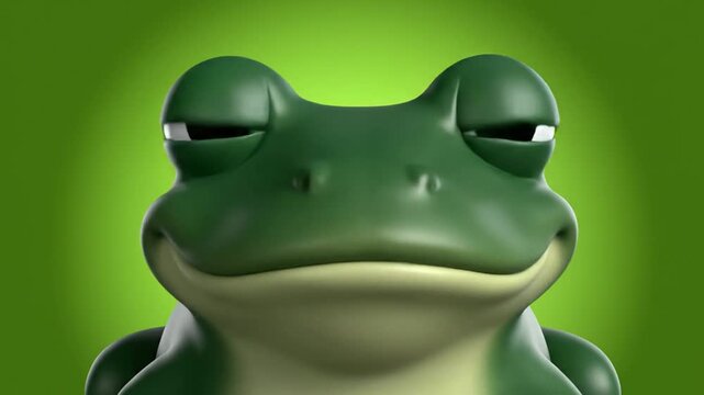 Cute 3D rendered green frog character on vibrant background