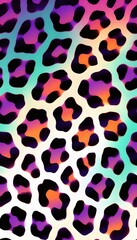 Obraz premium Vibrant leopard print pattern with neon purple, orange, and teal gradients