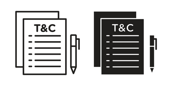 Terms and Conditions icon clipart symbol isolated on white background. Flat and stroke designs.