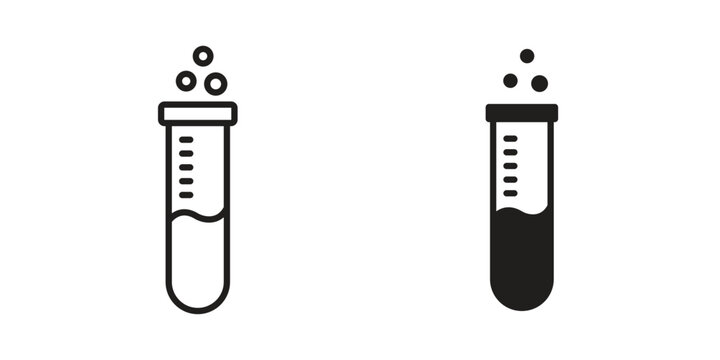 Test tube icon clipart symbol isolated on white background. Flat and stroke designs.